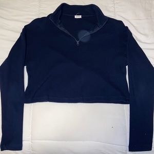 Navy Cropped Quarter Zip Long Sleeve